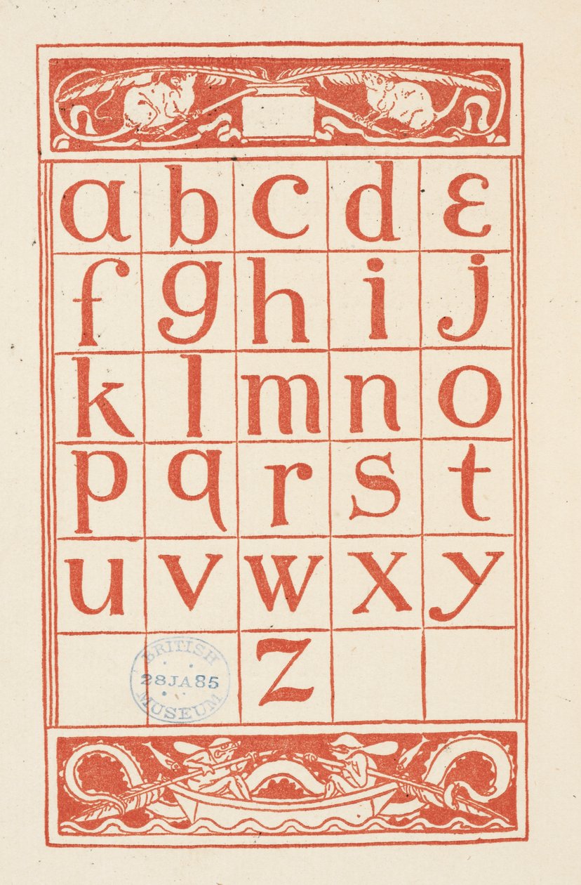 A „The golden primer” ábécétáblázata. alkotó: Walter Crane