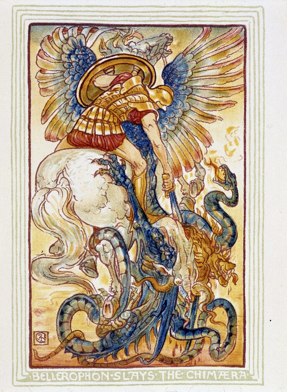 Bellerophon combat les chimeres - „” Csodakönyv lányoknak és fiúknak””, ill. írta Walter Crane alkotó: Walter Crane