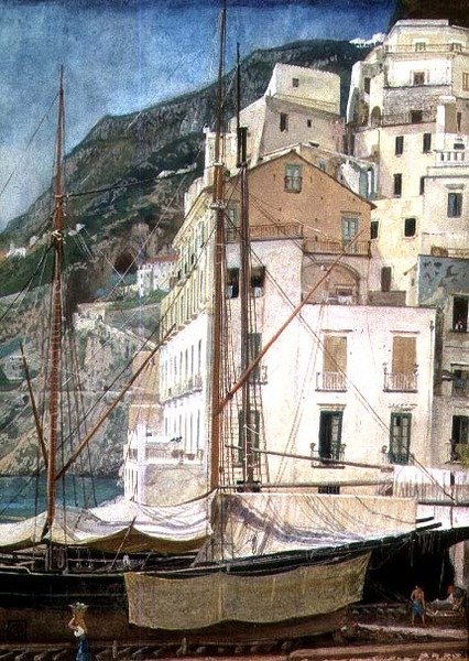 Hajók egy olasz kikötőben alkotó: Walter Crane