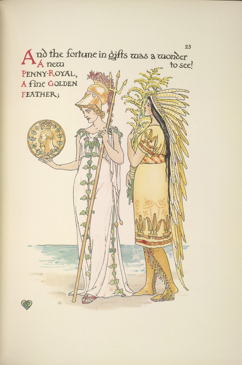 Britannia és egy nő indián jelmezben alkotó: Walter Crane
