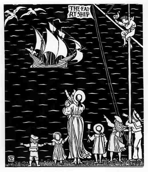 „A tündérhajó” zárólapja alkotó: Walter Crane