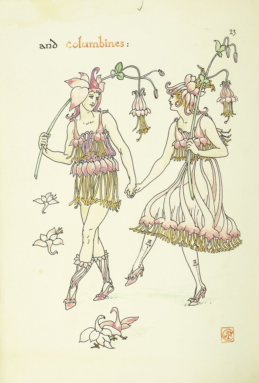 Virágok Shakespeare kertjéből: Columbines, 1906 alkotó: Walter Crane