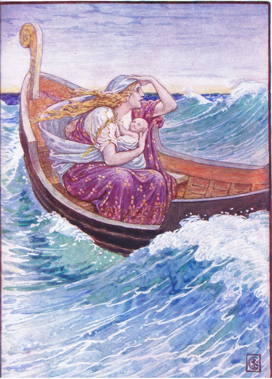 Két napon és két éjszakán keresztül ide-oda hánykolódott a csónak, illusztráció a Görögország története, 1930-as évekből alkotó: Walter Crane