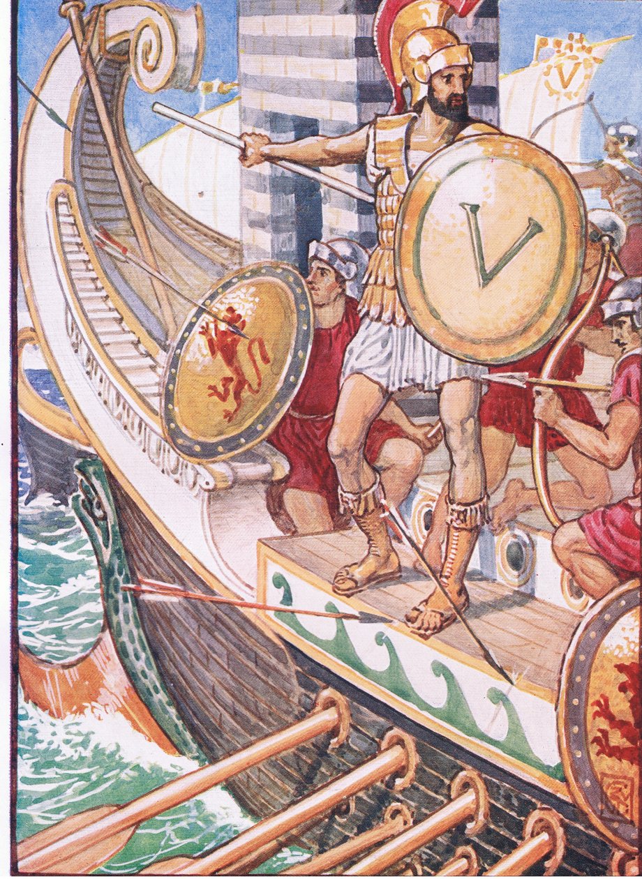Célpontja lett minden nyílvesszőnek, illusztrációja a Görögország története, 1930-as évekből alkotó: Walter Crane