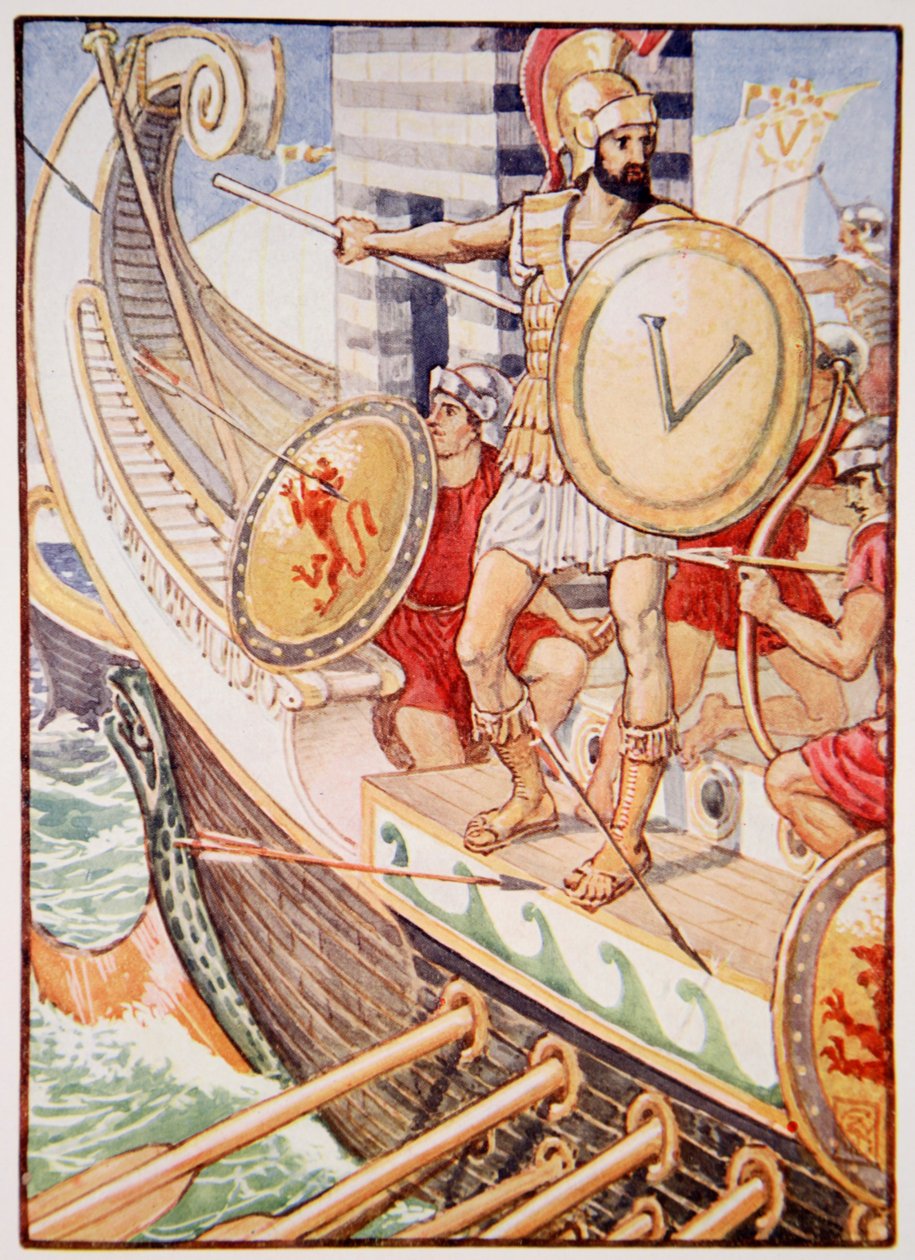 Célpontja lett minden nyílnak, illusztrációja Mary Macgregor Görögország történetéből alkotó: Walter Crane