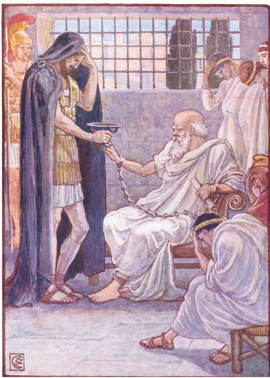 Úgy itta meg a tartalmát, mintha egy csapolt bor lenne, illusztráció a Görögország története, 1930-as évekből alkotó: Walter Crane