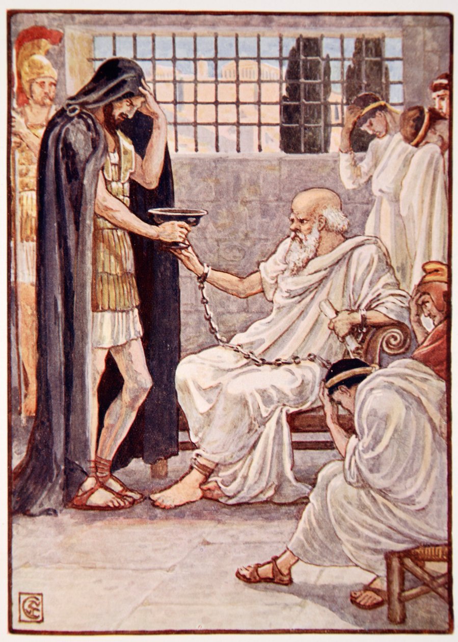 Úgy itta meg a tartalmát, mintha egy csapolt bor lenne, illusztrációja: Mary Macgregor Görögország története, 1. kiadás, 1913 (színes nyomtatás) alkotó: Walter Crane