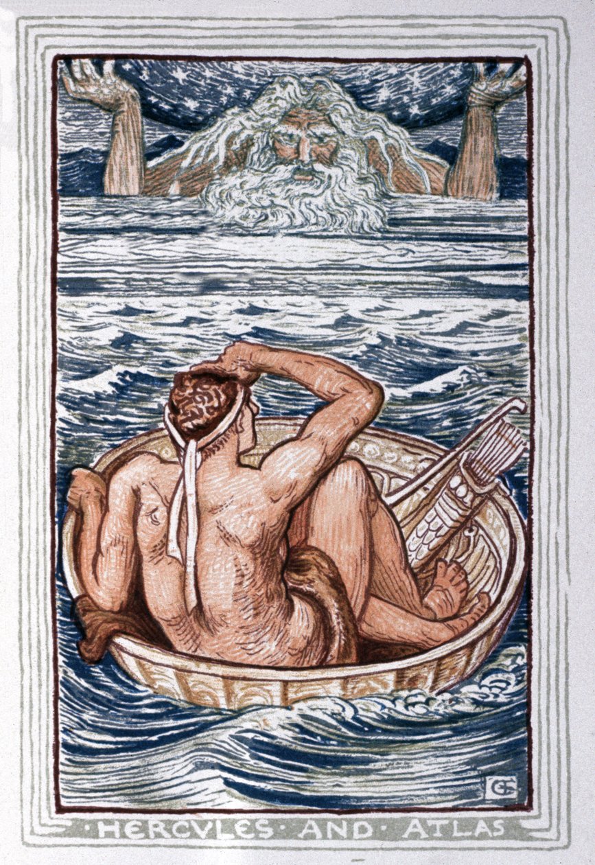 Héraklész és Atlasz, 1900 körül (illusztráció) alkotó: Walter Crane