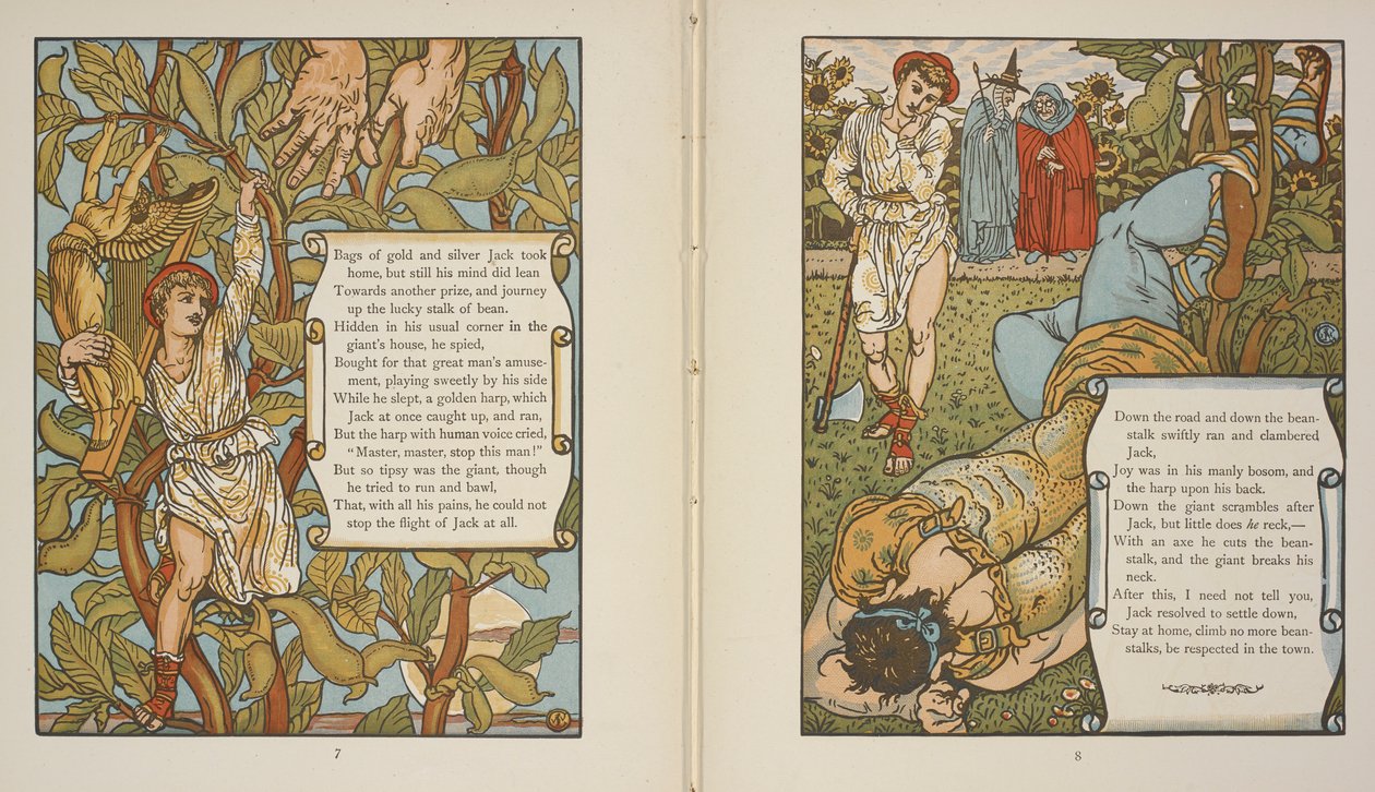 Illusztráció a „Jack and the Beanstalk” történethez. alkotó: Walter Crane