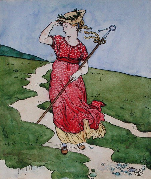 Kis Bo-Peep (testszín papíron) alkotó: Walter Crane