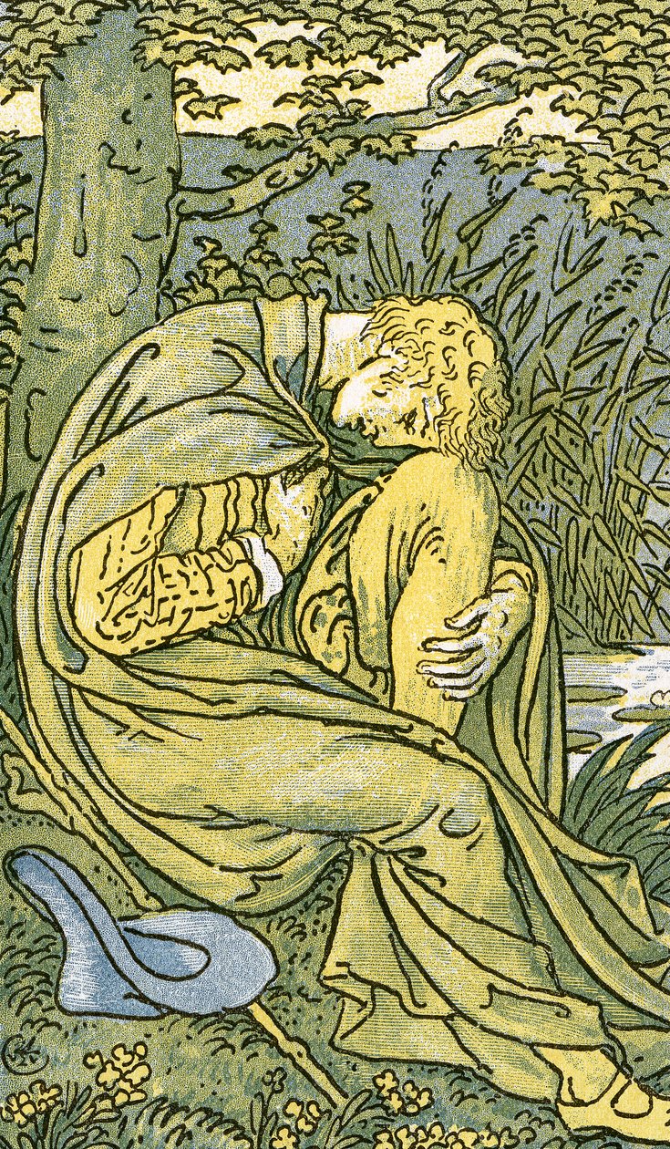 Bánatában lehajtott fejű szerető az „O Willow, Willow” hagyományos angol népdalból, a „Pan-Pipes” illusztrációból, a Régi dalok könyvéből, Theo újonnan hangszerelve és kísérettel. Marzials pub alkotó: Walter Crane