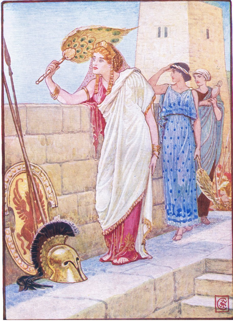 Gyakran állt Trója falain, illusztrációja a Görögország története, 1930-as évekből. alkotó: Walter Crane