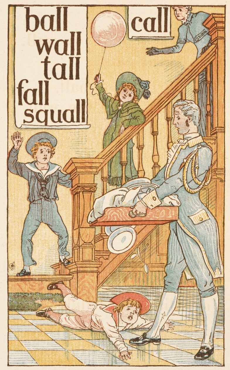 L betűre végződő mondókás szavak. Gyermekek és komornyik. Az Arany alapozó. alkotó: Walter Crane