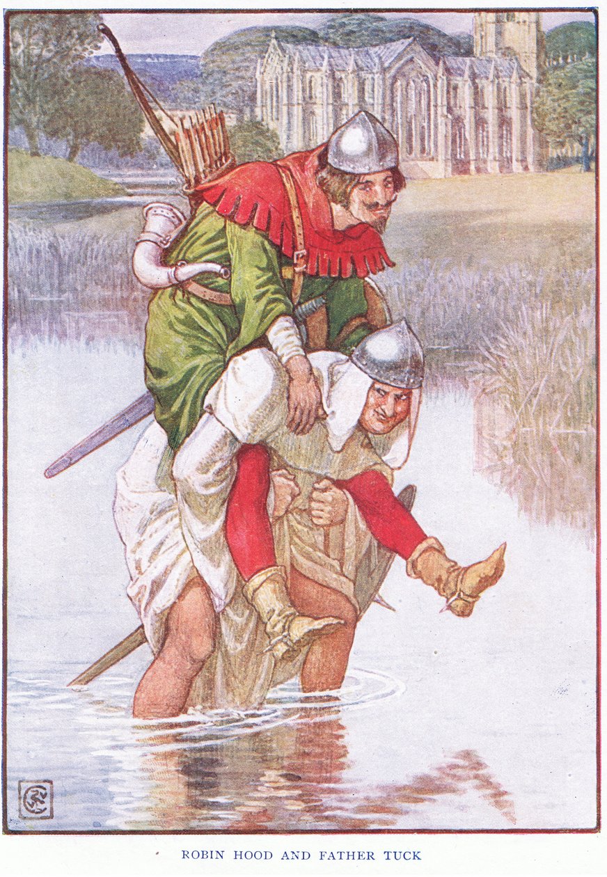 Robin Hood és Tuck atya, 1920 körül alkotó: Walter Crane