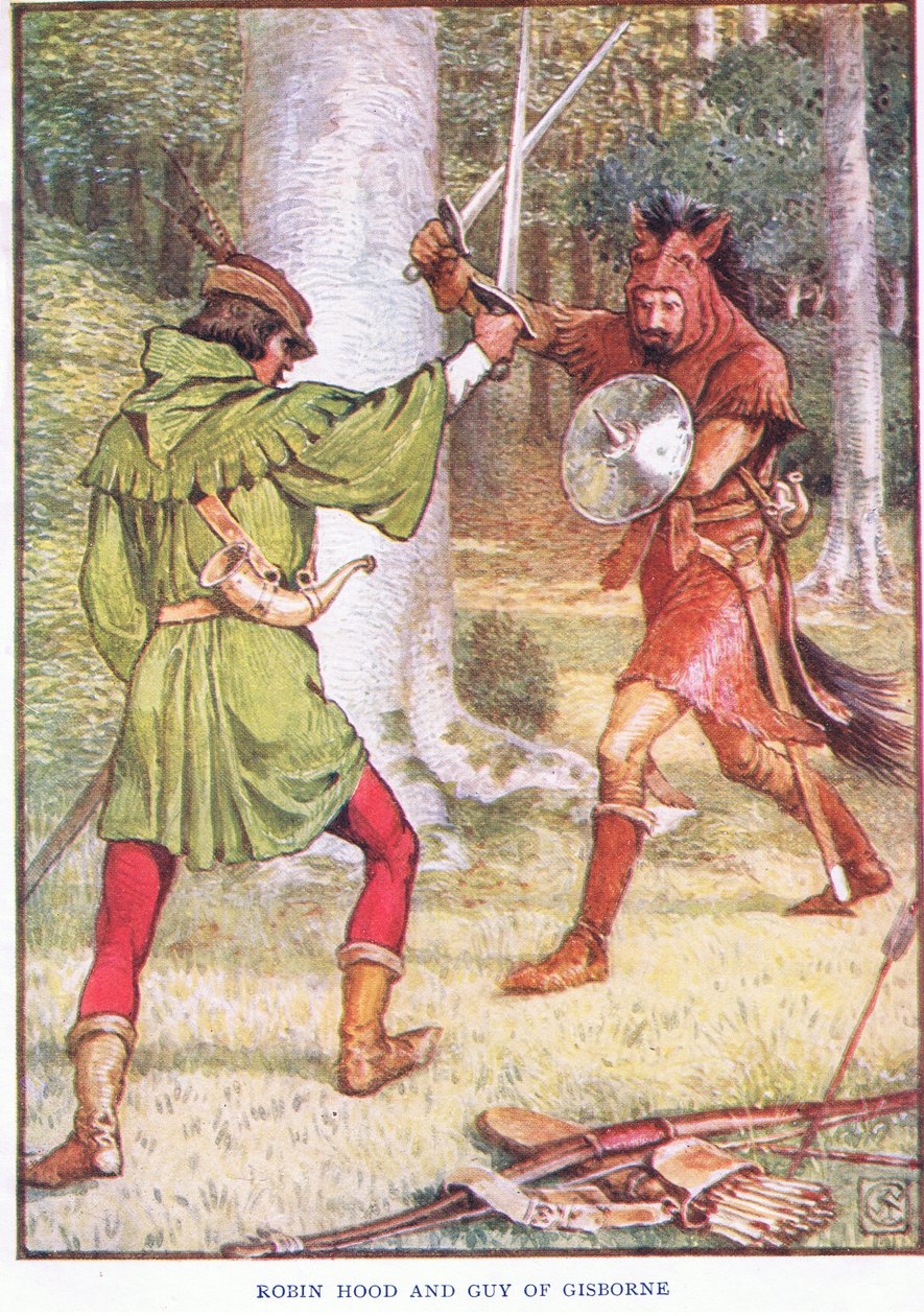 Robin Hood és Guy of Gisborne, 1920 körül alkotó: Walter Crane