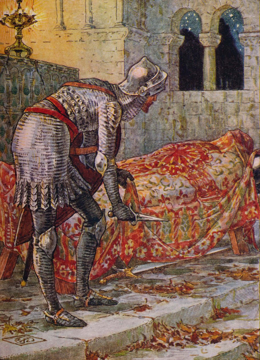 Sir Lancelot a veszélyes kápolnában, 1911. alkotó: Walter Crane