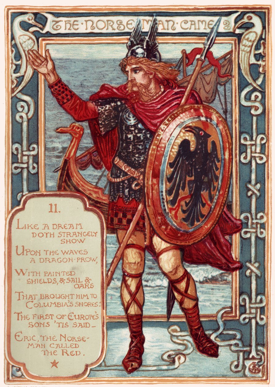 A skandináv. Feladó: Columbias Courtship: A Picture History of the United States, 1893 alkotó: Walter Crane