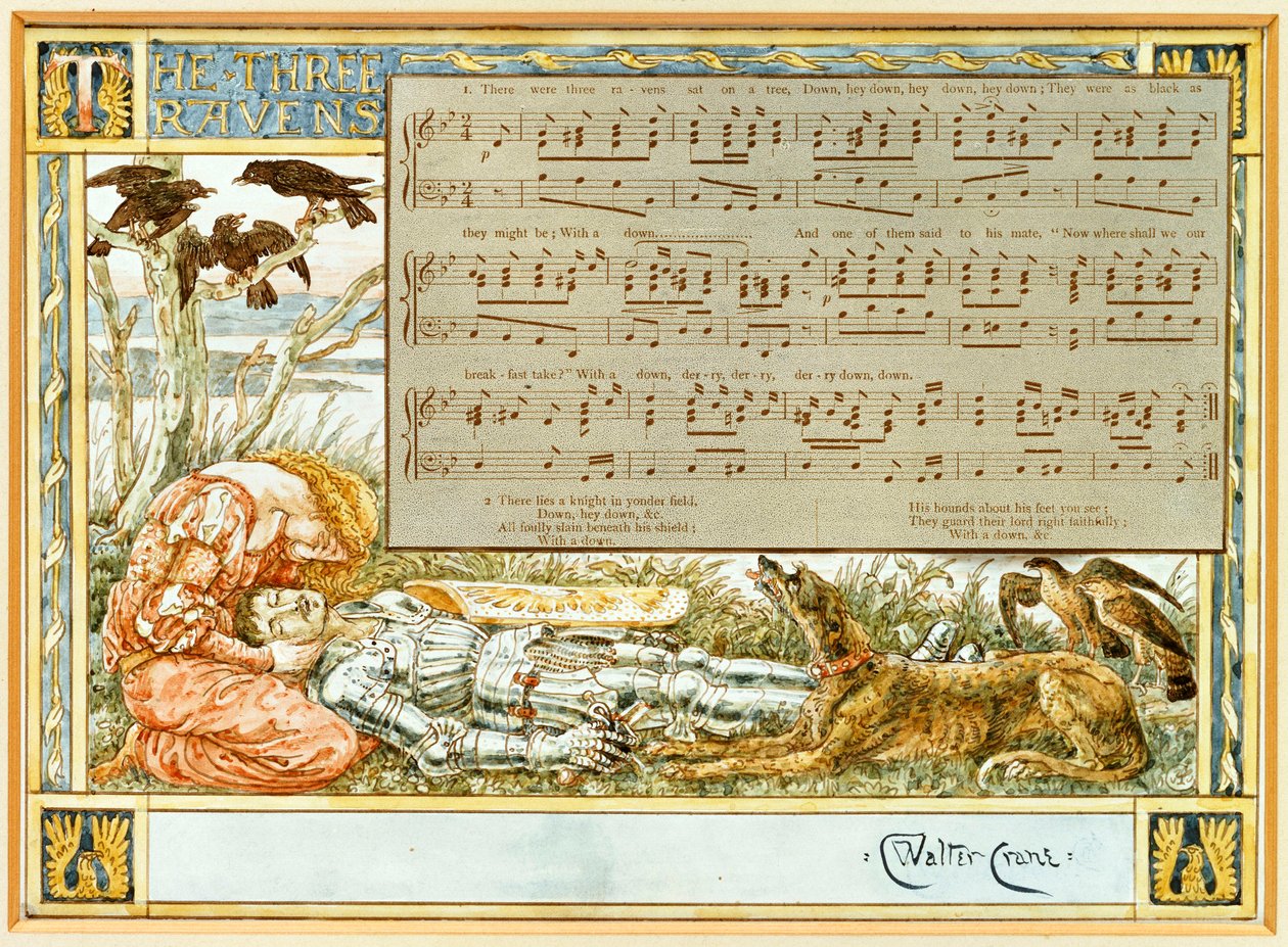 A három holló: Tervezés egy daloskönyvhöz alkotó: Walter Crane