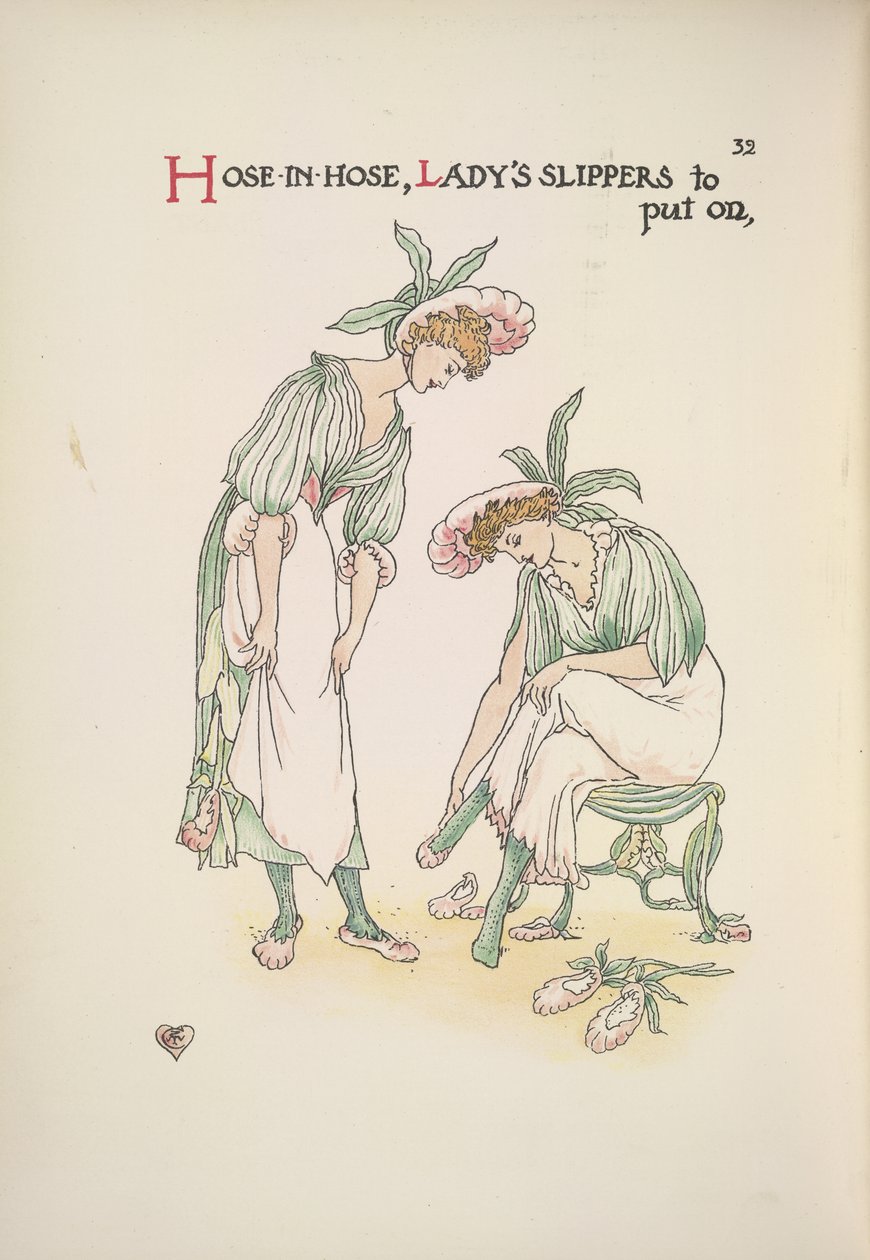 Két hölgy papucsot vesz fel alkotó: Walter Crane