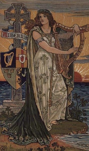 Egyesült Írország, 1897-es naptár, a Royal Ulster Works, Belfast számára készült alkotó: Walter Crane