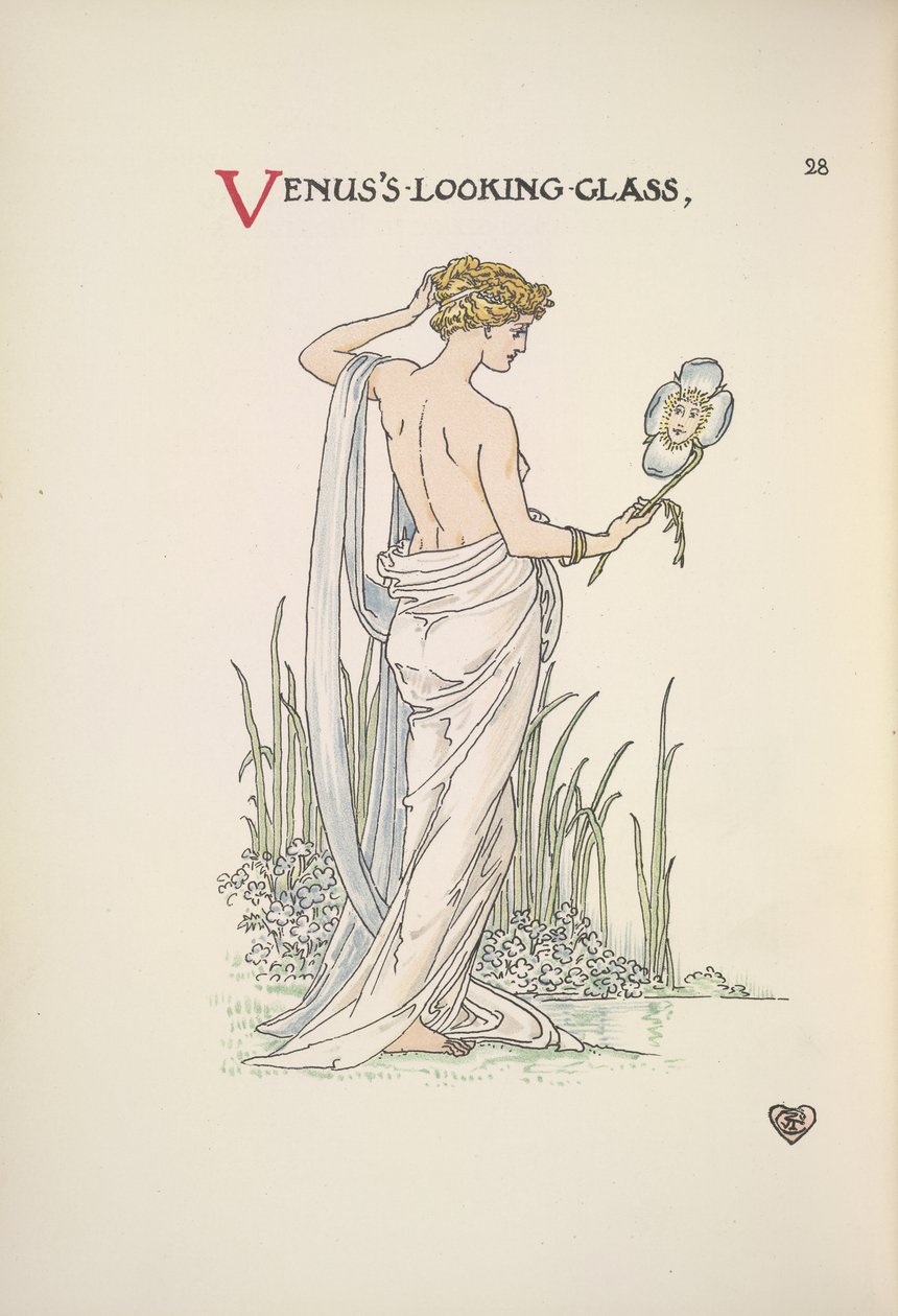Vénusz szemüvege. Egy nő csodálja magát egy látszó pohárban alkotó: Walter Crane