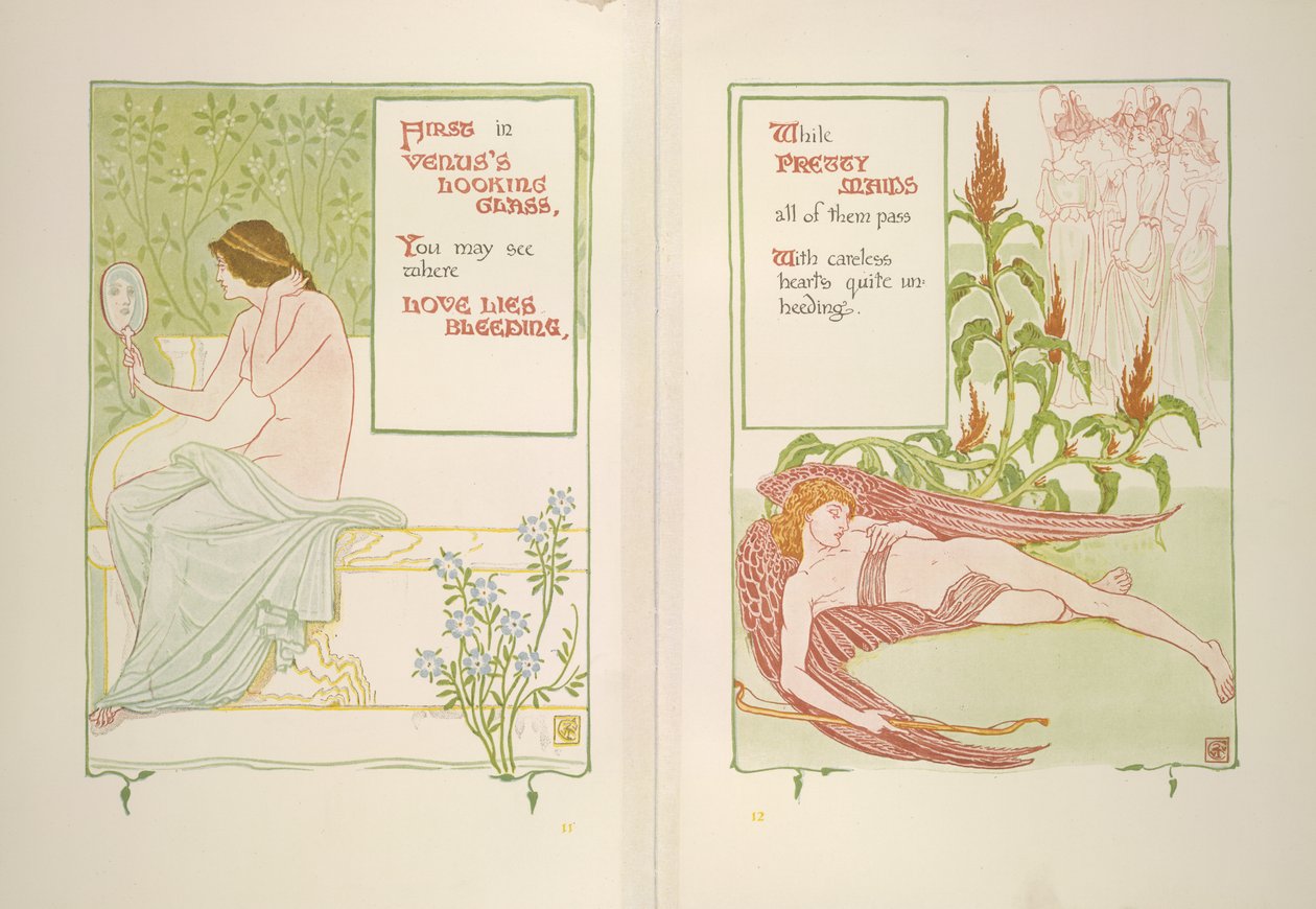 Vénusz tükörképe és szobalányai alkotó: Walter Crane