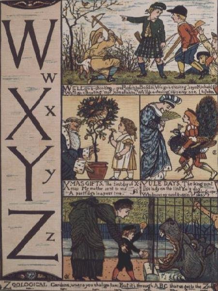 W-től Z-ig egy régi gyermekdalokon alapuló ábécéből alkotó: Walter Crane