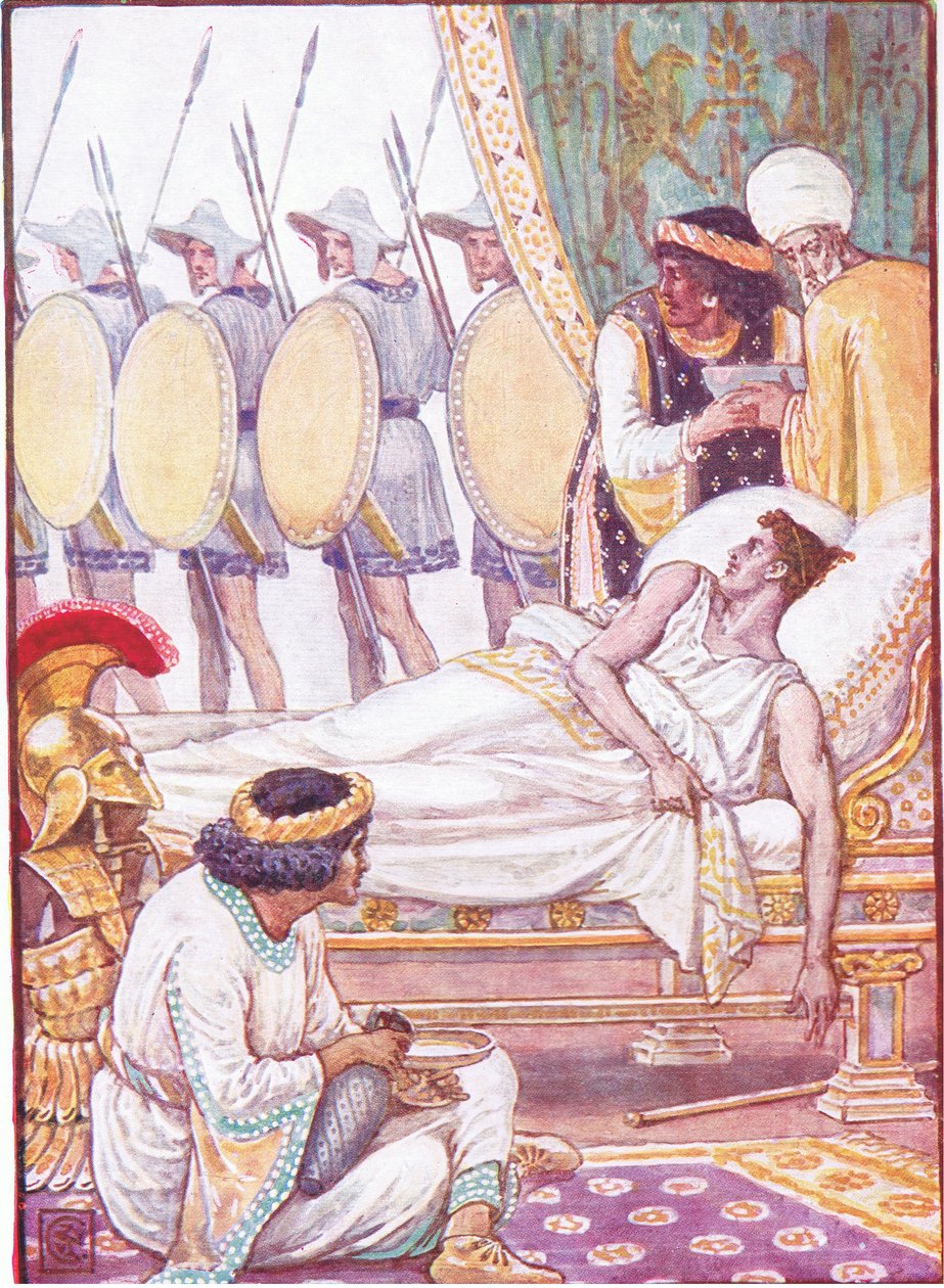 Erőfeszítéssel nézte őket, ahogy elhaladtak, illusztráció a Görögország története, 1930-as évekből alkotó: Walter Crane