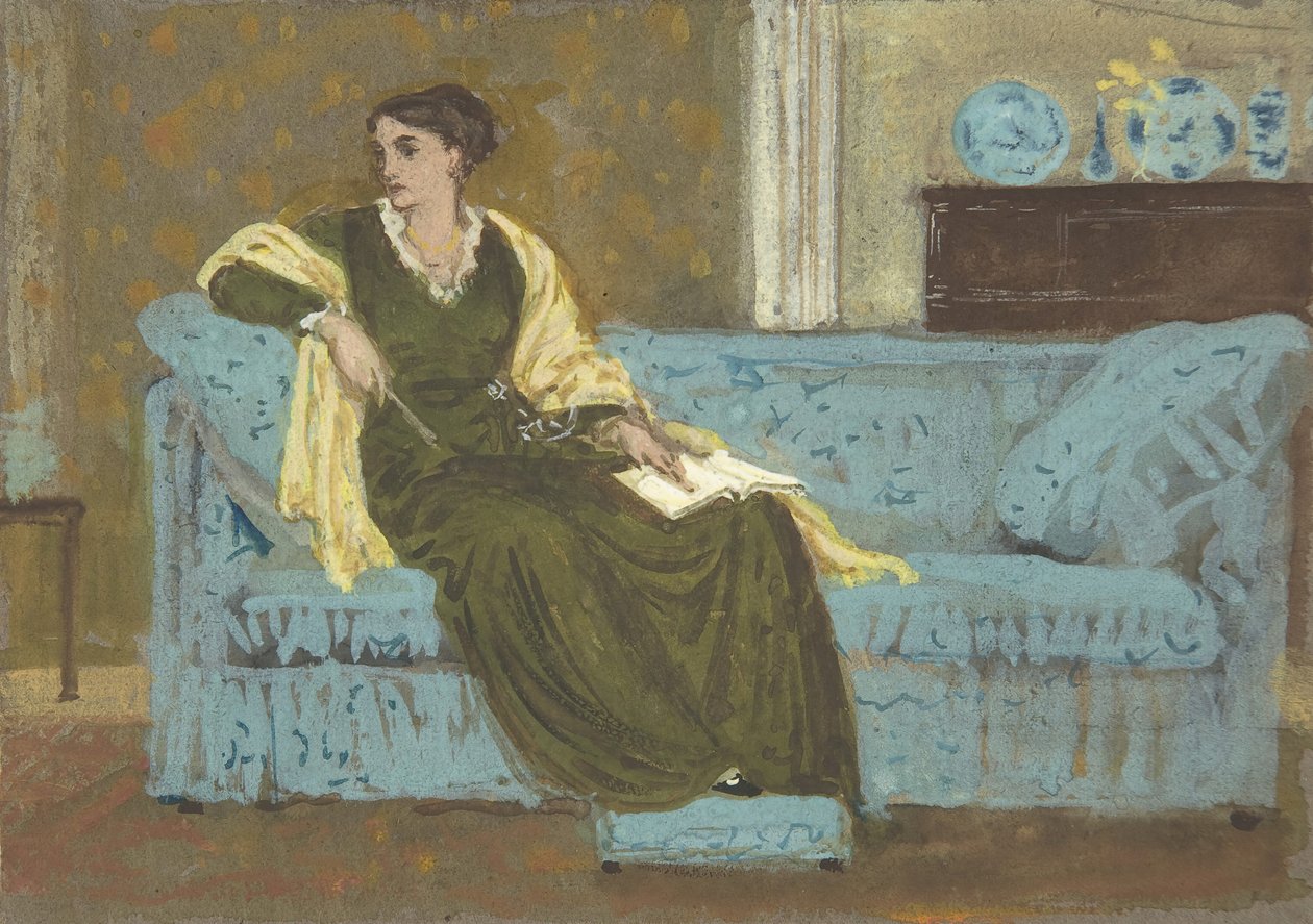 Díványon ülő nő, 1865-1915. alkotó: Walter Crane