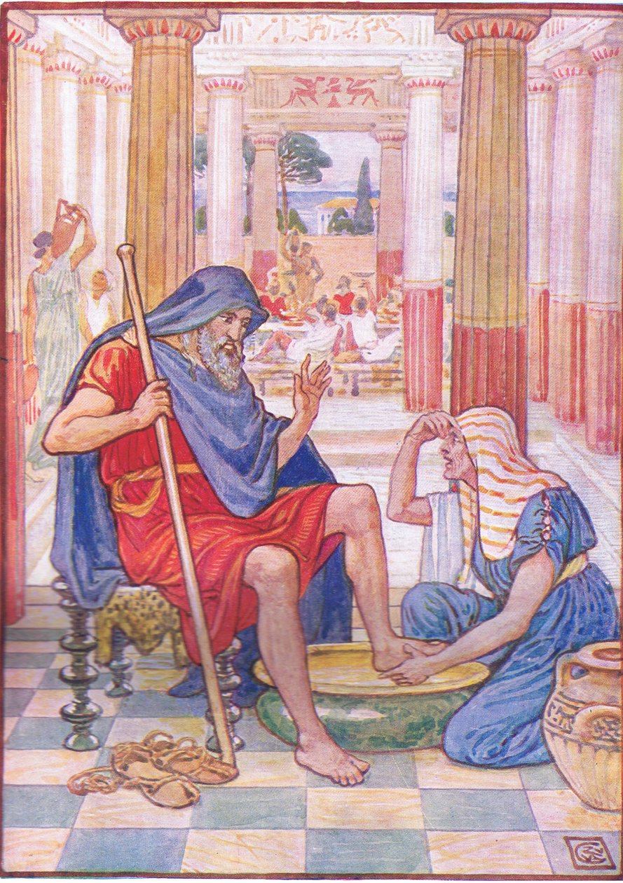 Igen, valóban, te vagy Odüsszeusz, illusztráció a Görögország történetéből, 1930-as évek alkotó: Walter Crane