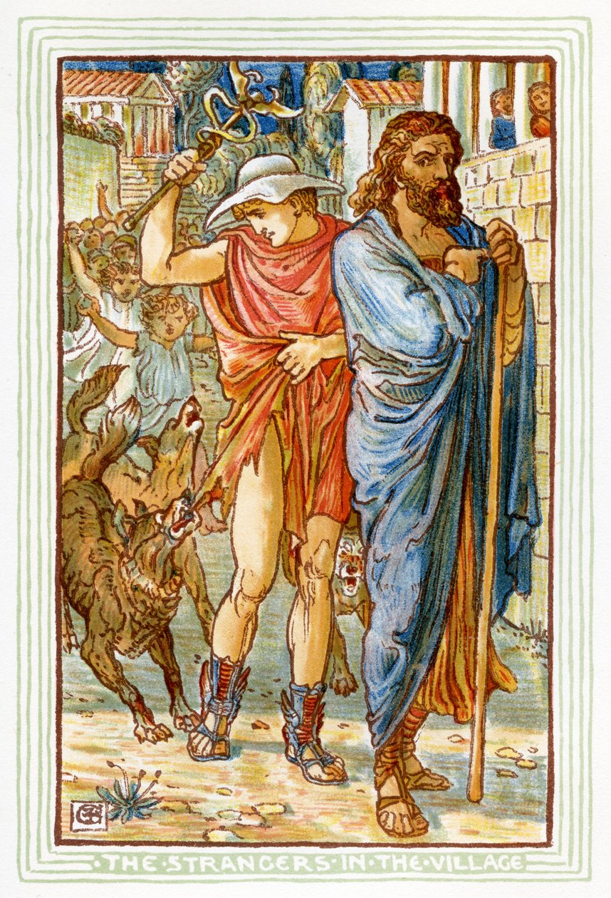 Zeusz és Hermész parasztnak álcázva alkotó: Walter Crane