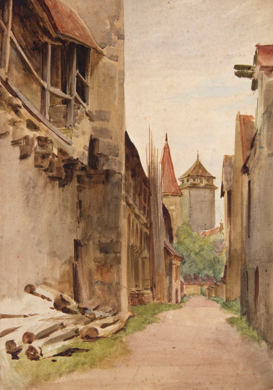 Hátsó utca, Rothenburg (akvarell) alkotó: Walter Frederick Roofe Tyndale