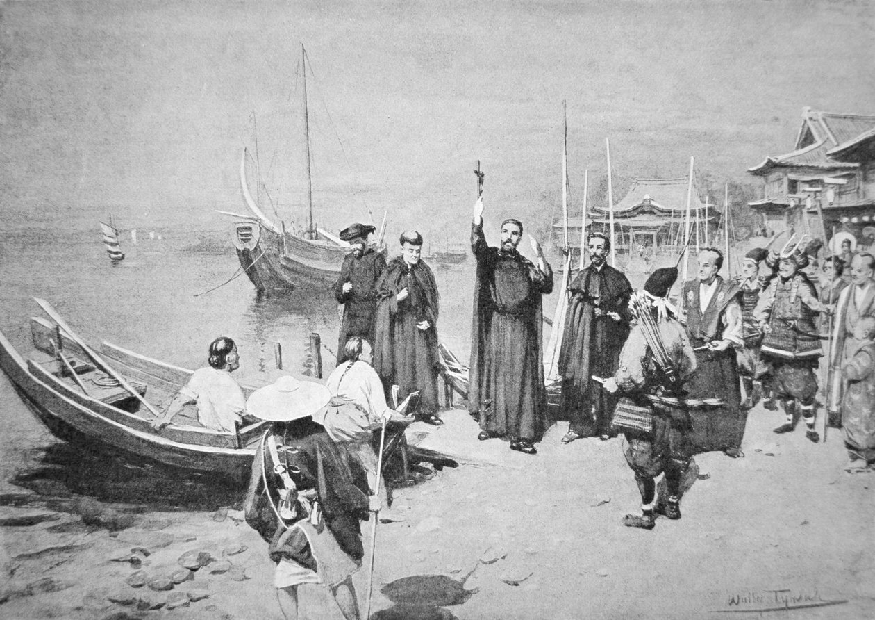Xavéri Szent Ferenc partraszállása Kagoshimában (litho) alkotó: Walter Frederick Roofe Tyndale
