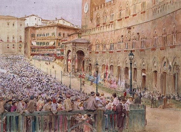 The Palio, Siena (akvarell) alkotó: Walter Frederick Roofe Tyndale