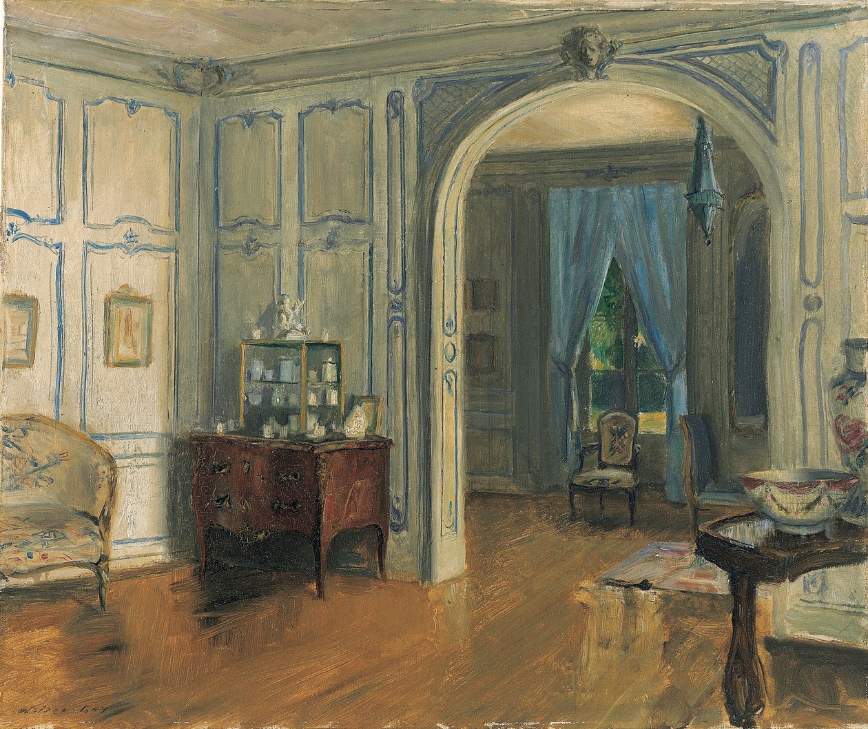 A Trianon Villa Carre szalonja, 1910 körül (olaj, vászon) alkotó: Walter Gay