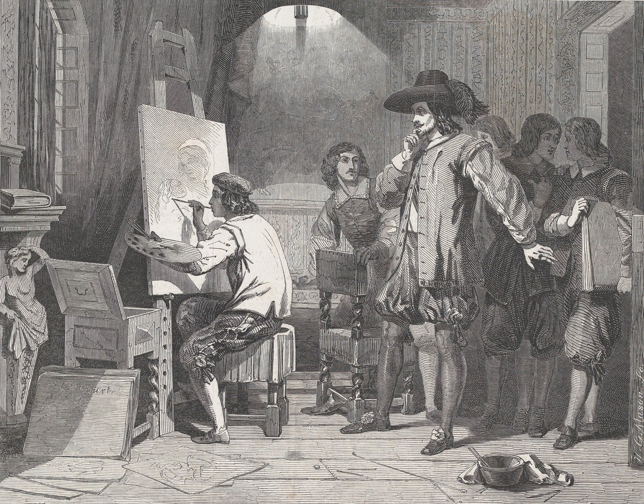 Sebastian Gomezt mestere, Murillo fedezte fel, Munka közben, az Illustrated L...-ből, 1848. április 29. alkotó: Walter George Mason