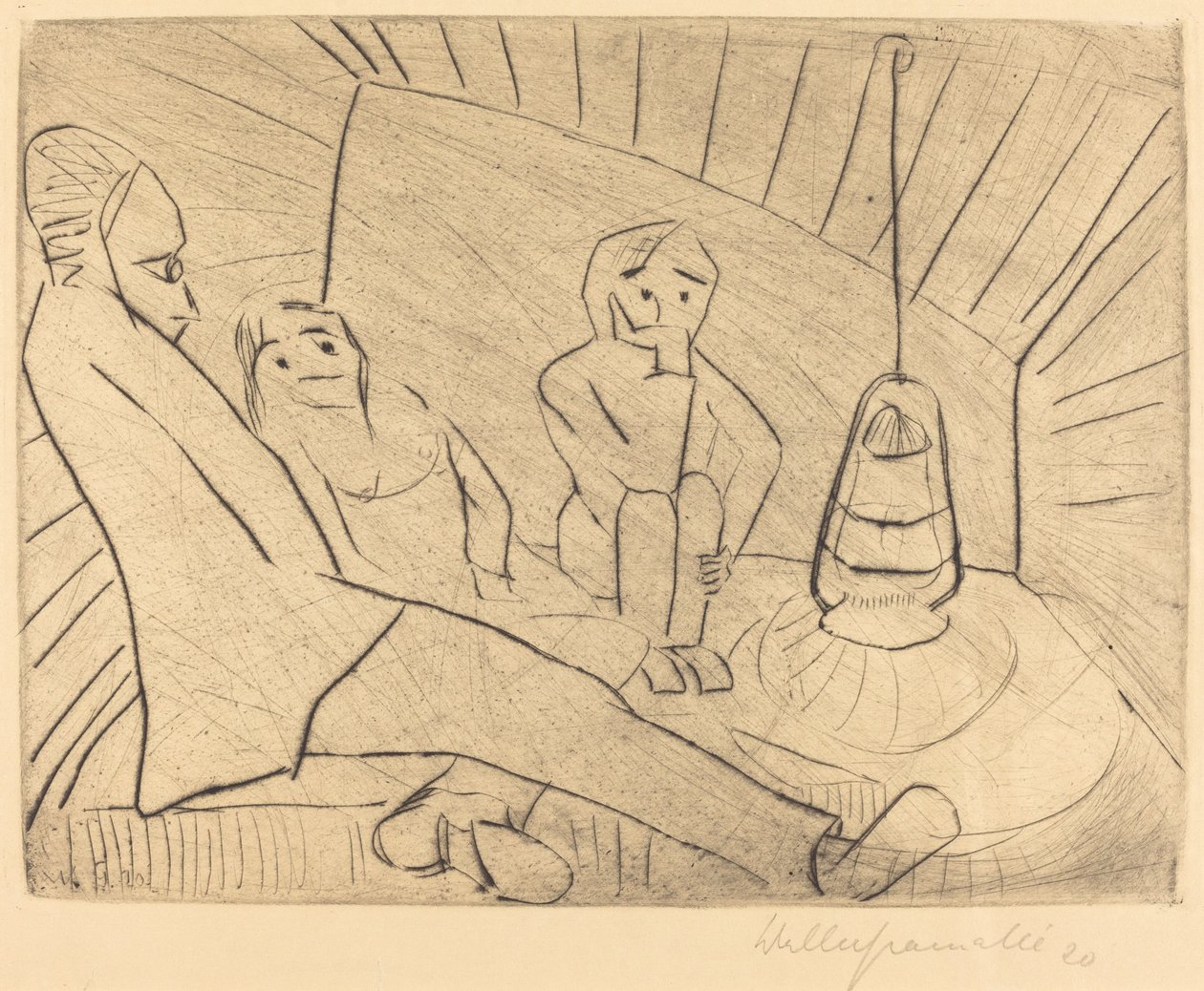 Három ember egy műteremben, 1920. alkotó: Walter Gramatte