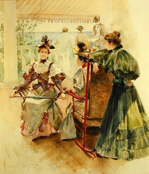 A verandán (guache és akvarell papíron) alkotó: Walter Granville Smith