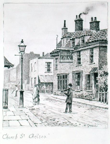 Church Street, Chelsea (tinta papíron) alkotó: Walter Greaves