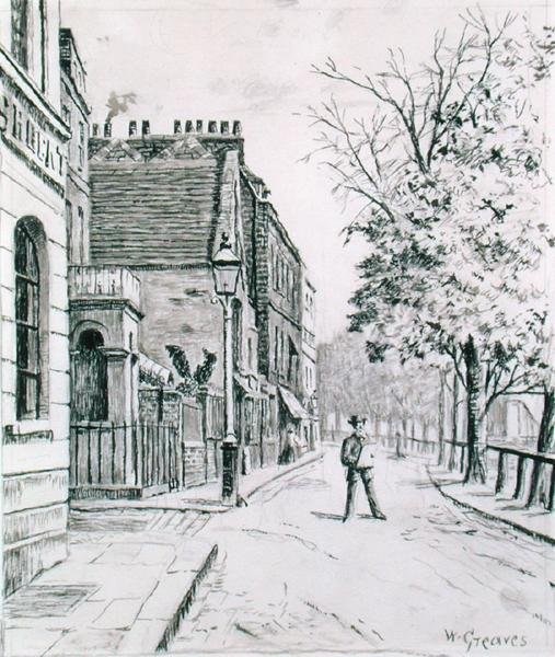 Eight Bells és Cheyne Walk, Chelsea (tinta papíron) alkotó: Walter Greaves