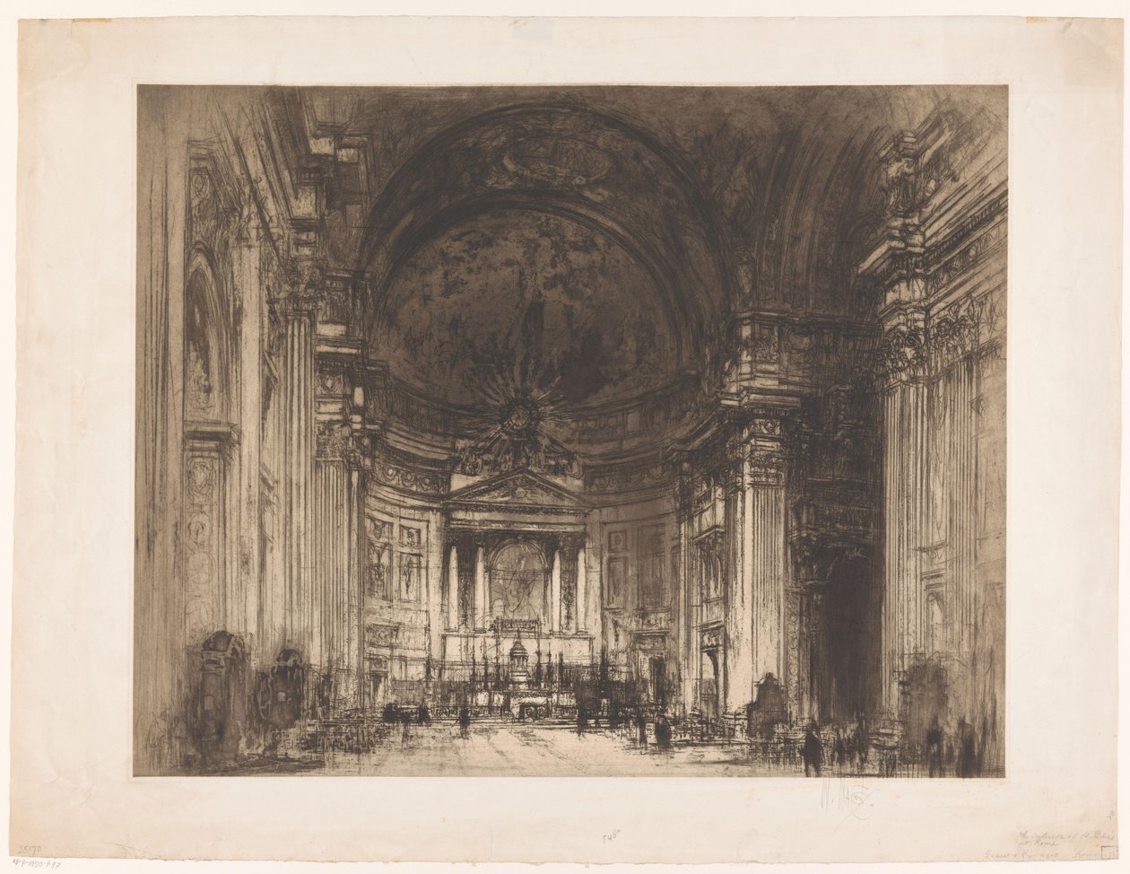 Kilátás a római Santissimo Nome di Gesù belsejére alkotó: Walter Hilton Nash (signed by artist)