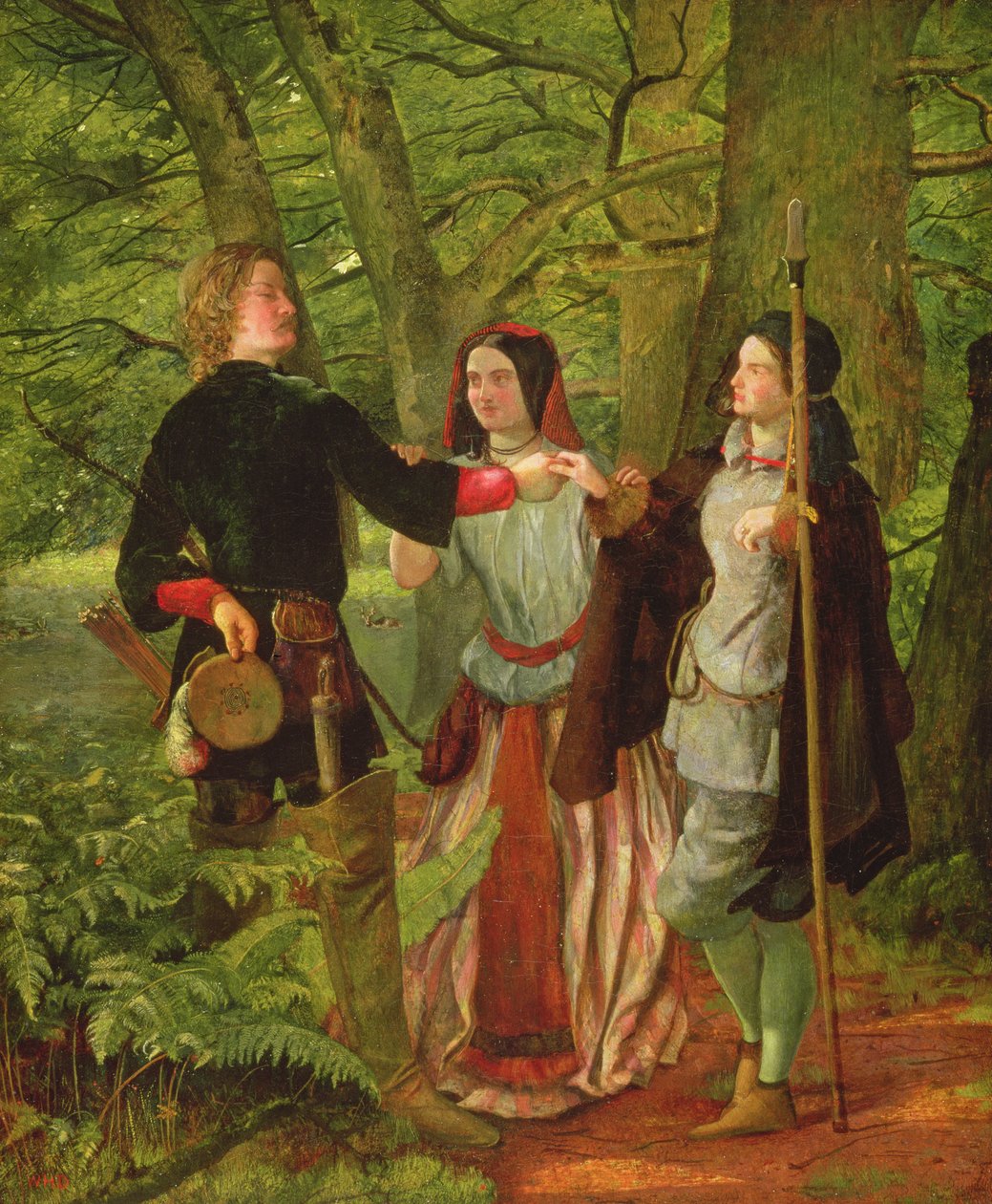 Ahogy tetszik – IV. felvonás I. jelenet – Rosalind Orlandót tanítja a házasságkötési szertartásban vagy Orlando és Rosalind színlelt házassága, 1850 alkotó: Walter Howell Deverell