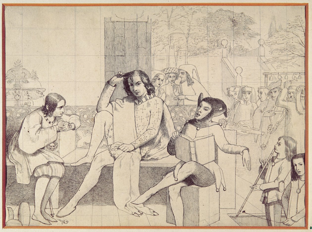 Tizenkettedik éjszaka, 1850 körül (tollrajz) alkotó: Walter Howell Deverell