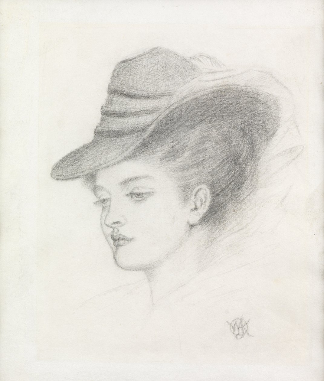 Emily Renshaw, a művész felesége (ceruza papíron) alkotó: Walter John Knewstub