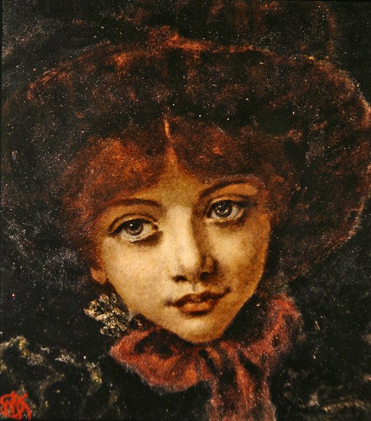 Alice Knewstub, a művész lányának portréja (akvarell, papír) alkotó: Walter John Knewstub