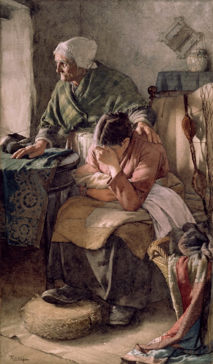 "De a férfiaknak dolgozniuk kell, a nőknek pedig sírniuk", 1883 alkotó: Walter Langley