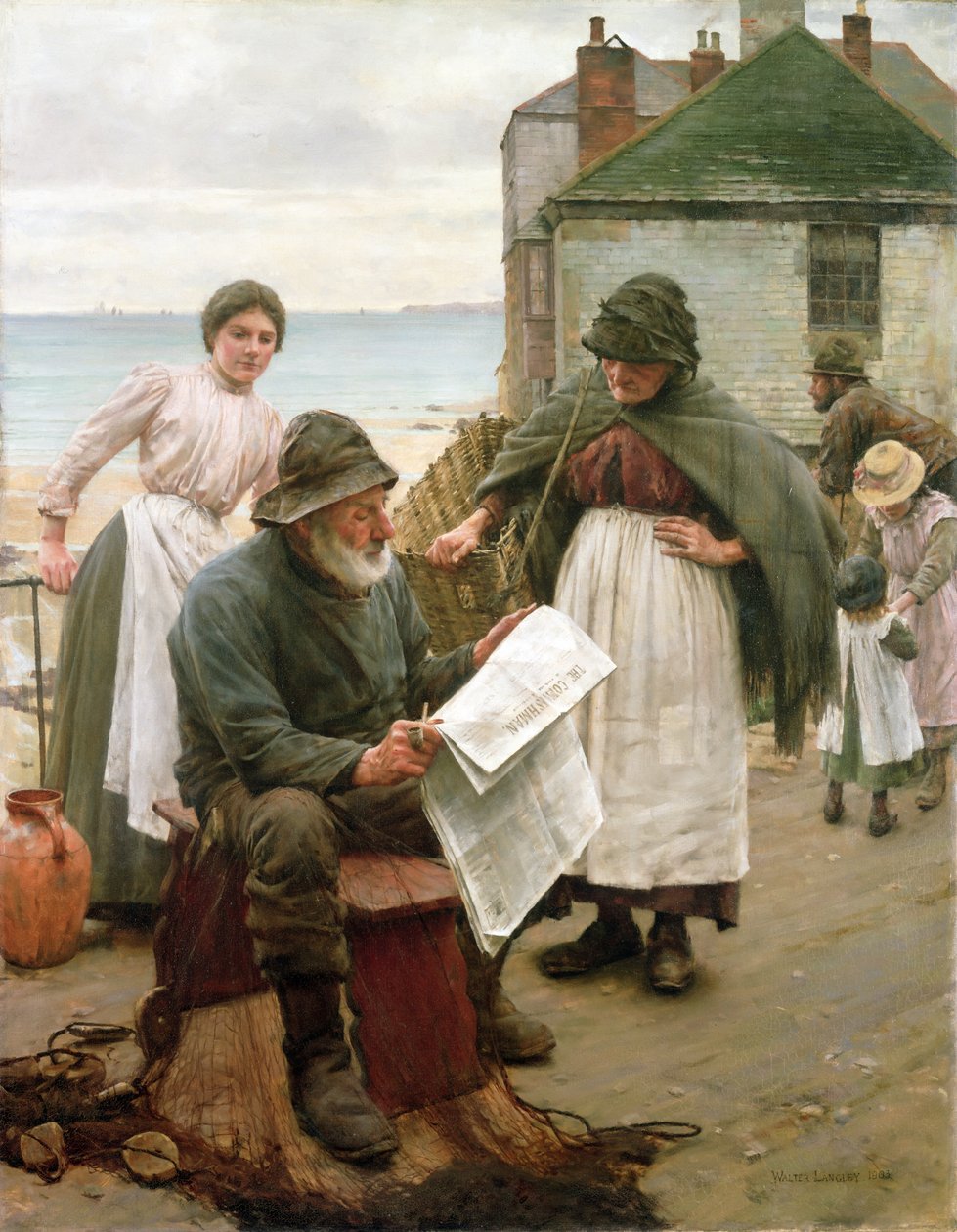 Amikor a csónakok távol vannak, 1903 alkotó: Walter Langley