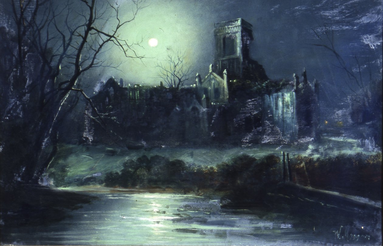 Moonlight Kirkstall Abbey (olaj, vászon) alkotó: Walter Linsley Meegan