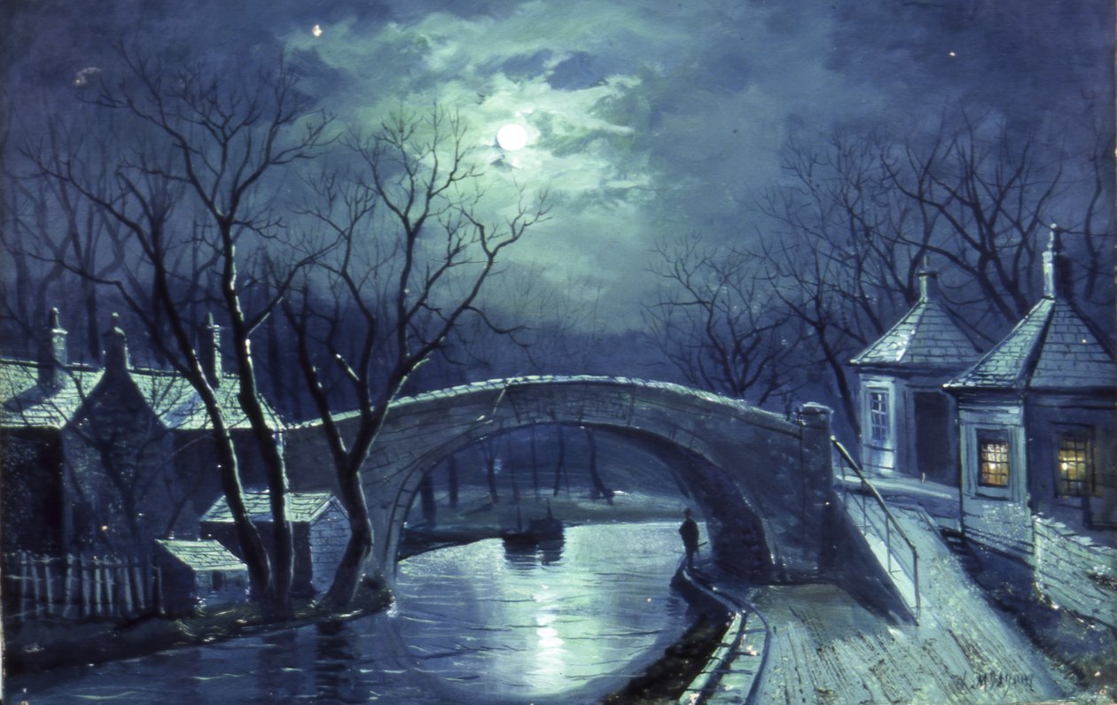 Redcote Bridge, Armley, Moonlight (olaj, vászon) alkotó: Walter Linsley Meegan