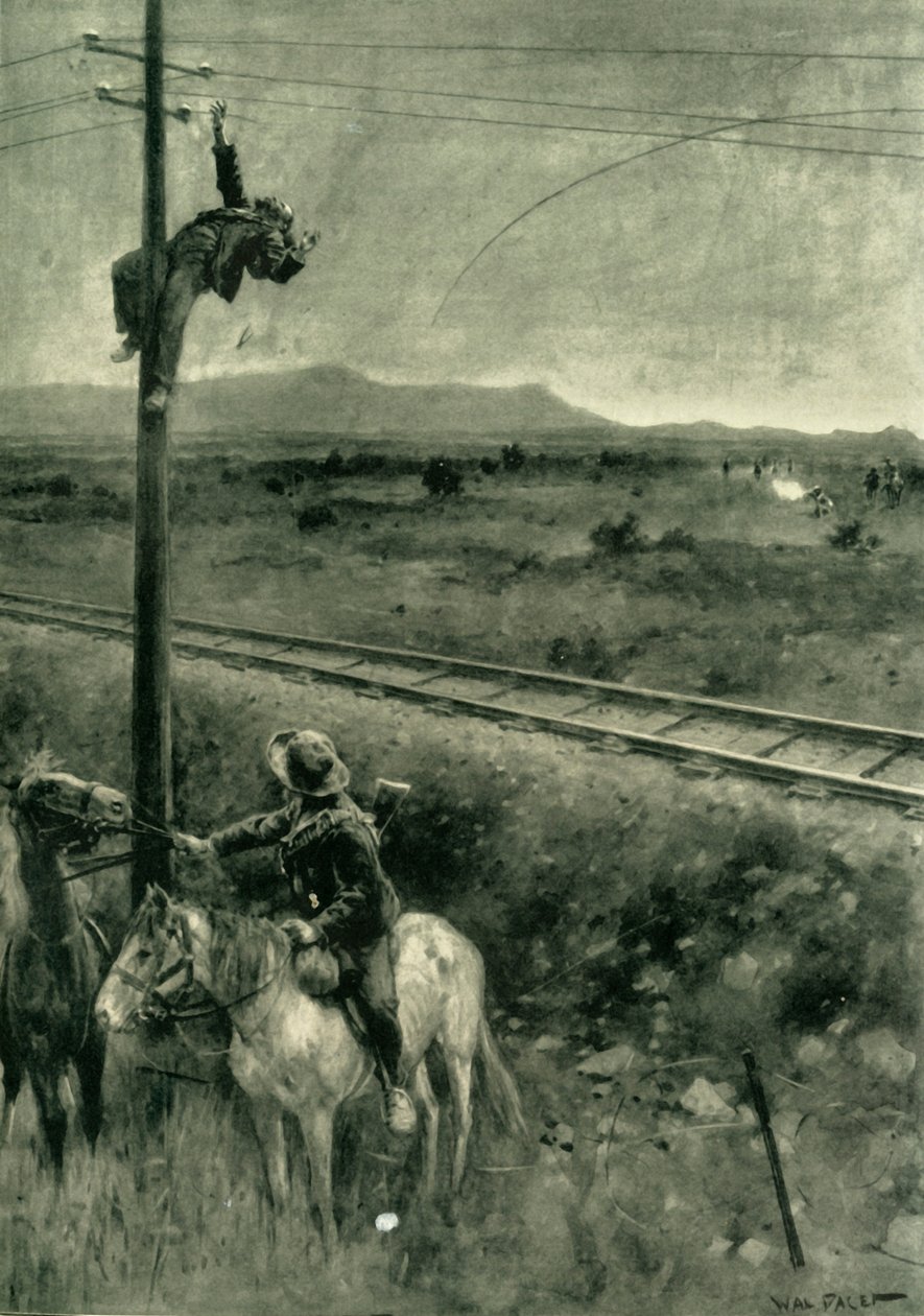 "Búrok elkapták a távíróvezetékek elvágásának törvényét", 1902 alkotó: Walter Paget